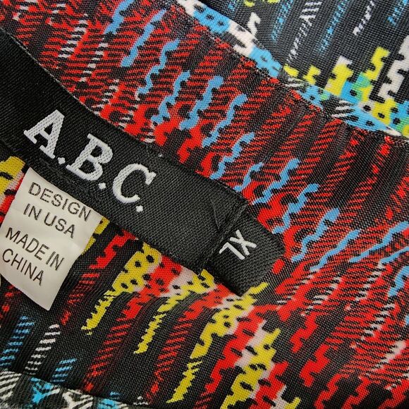 A.B.C. Womens Mini Dress Size XL Shift Multicolor Chevron Sleeveless Stretch - Picture 6 of 8